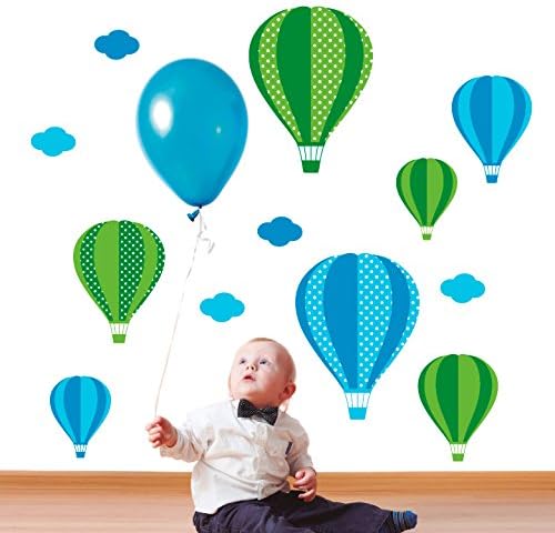 myvinilo – Children's Sticker – Air Ballons/Mid Blue/Light Blue/Light Green/Green Medium (85 cm x 110 cm)