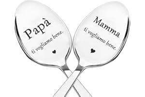 ZALINGO Papà Ti vogliamo bene, Mamma Ti vogliamo bene, Cucchiai da tè in acciaio inossidabile, Regali per il padre, Madre, Genitori, Regalo di compleanno, Regalo di festa del papà Regalo di festa della mamma
