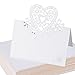 Produktbild (90*60mm) 100 Stück Tischkarten Platzkarten Sitzkarte Namenskarten Namensschild Namenskärtchen Hochzeitskarten Tischkärtchen Herz Weiß für Hochzeit Party Feste Geburtstag Taufe