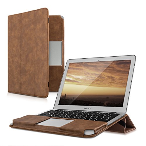 kwmobile Smart Cover Case für Apple MacBook Air 13" (Modelle ab Mitte 2011) aus Kunstleder mit Aufstellfunktion in Braun