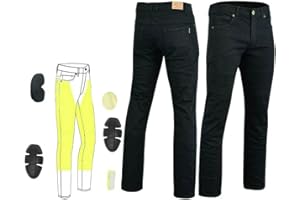 Bikers Gear Australia Black Stetch Jeans Pantalones de Mezclilla para Motocicleta con Forro de Kevlar para Hombre, Color Negro, elásticos, con Armadura CE extraíble