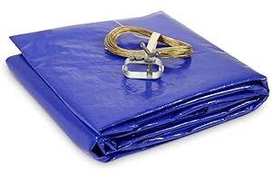 Poolabdeckung rund (Für 300-320 cm Stahlwandpools) – Sommer & Winter Abdeckplane – Ø 380 cm Poolplanenmaß - Materialdichte 200g/m² - Pool UV- und Algenschutz - Inkl. Stahlseil und Spannschloss