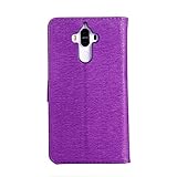 FESELE Glitzer Blume Schutzhülle für [Huawei Mate 9] Schmetterling Katze Prägung Kristall Glitzer Diamant Strass Brieftasche Hülle Leder Tasche Flip Handyhülle mit Magnetverschluss, Huawei Mate 9 Luxus Bling Wallet Case Kartenfach Ledertasche Leder-Mappen-Karten-Slot-Abdeckung mit Standfunktion für Huawei Mate 9 + Blau Eingabestift Stylus Touch Pen-Mädchen Katze,lila - 2