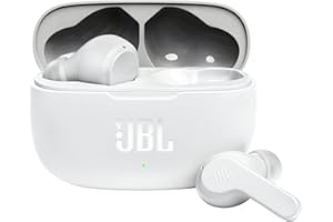 JBL Wave 200 TWS Wireless In-Ear Headphones, bezprzewodowe słuchawki dokanałowe Bluetooth, technologia JBL Deep Bass Sound, wodoodporność IPX2, etui ładujące, białe