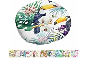 Morbuy Cuscini per Sedia Rotondi Fiore e Serie Uccello, Cuscino Sedia in Cotone Lino Tatami Comodo Morbido, per Cucina Giardino Sedia da Pranzo Interno ed Esterno (40x40cm,Tucano)