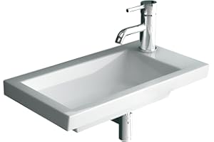 Alpenberger Keramik Waschbecken 60cm Breit | Aufsatz- oder Hänge Waschtisch | Bad Waschplatz | Rechteckig & Modernes Design | Handwaschbecken Gäste WC