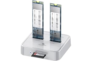 ISHEEP M.2 SATA and NVMe Estación de Acoplamiento, SSD Duplicador, con Lector de Tarjetas SD Express, USB C 10Gbps, para M o B&M-Key NVMe SSD y B&M-Key M.2 SATA SSD(H016SD)