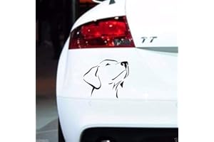 HANDMADE BY STUKK Adhesivo de vinilo para ventana, diseño de perro labrador Retriever, color negro y blanco, 14 cm x 12 cm