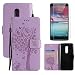 Produktbild OYIME für ZTE Axon 7 Hülle Leder Klappbar und Display Schutz Folie, Lila Katzen und Baum Muster Handyhülle zum Klappen Dünn Magnet Vollschutz Klapphülle Original Flip Book Case Full Cover