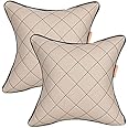 Autofit Beige & Black Double Quilted Car Cushion Set (Set Of 2 Pieces) Universal For All Cars - Leather