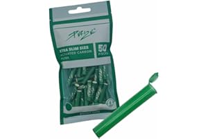 PURIZE Pack of 50 Xtra Slim Size Activated Carbon Filter 6 mm 2 Ceramic Caps, Choice of Colours + Joint Tube (Green)