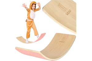 SHERWOOD STORE Balance board Montessori in legno naturale - Ottimo strumento per lo sviluppo motorio dei bambini - Tavola d'equilibrio da 3 anni, dim. 82x30x2 cm - Vari colori