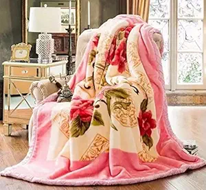 ELSTONE HOME Cloudy Kids Blanket Single Bed Double Ply Super Soft Fabric Floral Printed Mink Heavy Duty Luxury Ultra for Heavy Winters with English Colors 60 X 90 inches (Pack of 1)