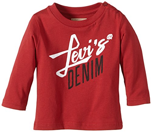 Levi's Baby Boys' Logo Script Long Sleeve T-Shirt, Red, 3 years