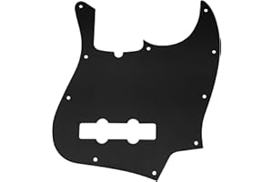 Musiclily Pro 10 Agujeros Estilo Moderno J Bass Pickguard Golpeador para Bajo Jazz Bass de Fabricación Americana de 4 Cuerdas,1 capa Negro Mate