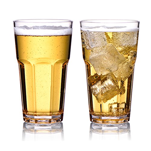 MICHLEY Unzerbrechlich Tritan-Kunststoff wassergläser, trinkglas, longdrink gläser fur Camping Party, BPA-frei 340 ml plastik Tasse 2er set