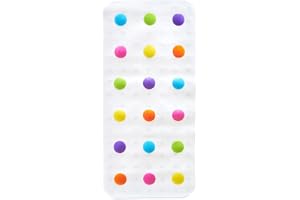 Munchkin Dandy Dots färgglad halkfri badmatta för barn/babybadkarmatta/badrumsmatta med sugkoppar, flerfärgad, 77,5 x 36,2 cm