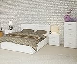 CONJUNTO DORMITORIO HABITACION DE MATRIMONIO: CABECERO MAS DOS MESITAS MAS SINFONIER BLANCO