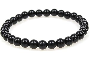 MJDCB Pulsera Piedra Natural de 6 mm, Pulsera Cuentas de Piedra Amuleto de La Suerte y Protección
