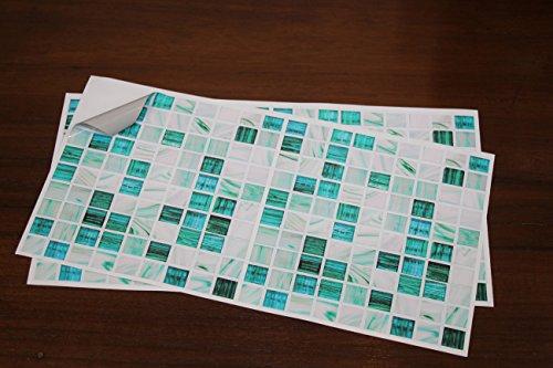 Tile Style Decals | Modell (30xTP 12 – 6in- Aqua Marble) | Mosaik Wandfliese Aufkleber für 15x15cm Fliesen | Fliesen-Aufkleber Folie | Deko-Fliesenfolie für Küche u. Bad (15cm – 30 stück, Blauer Marmor) - 6