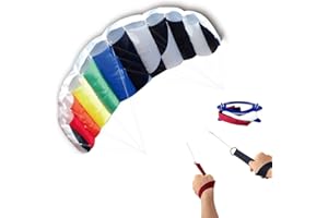 Touch The Sky Cerf-Volant Souple Noir & Blanc & Arc-en-Ciel pour Enfants et Adultes,sans Squelette,Facile à Voler, Conception de Structure Unique,Excellents Jeux de Plein Air,Adaptés aux Débutants.