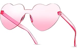 FIADA Gafas de Sol de Forma Corazón Lentes sin Montura de Color Caramelo (Rosa)