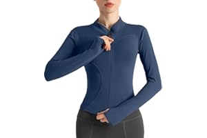 BSLVWG Womens Gym Tops Long Sleeve Sports T-Shirt Ladies Fitness Yoga Tops Running Tee Shirts Full Zip Running Jacket Breathable Activewear with Thumb Holes