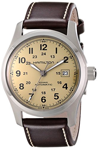 HAMILTON MEN'S 42MM BROWN LEATHER BAND STEEL CASE AUTOMATIC WATCH H70555523