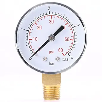 Pressure Gauge,1PC Mini Pressure Gauge for Fuel Air Oil Or Water 0-4bar / 0-60psi NPT