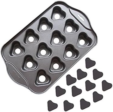 Startony Non-Stick 12 Hole Cupcake Muffin Baking Tray Dessert Pan with Loose Bases,Heart Shape
