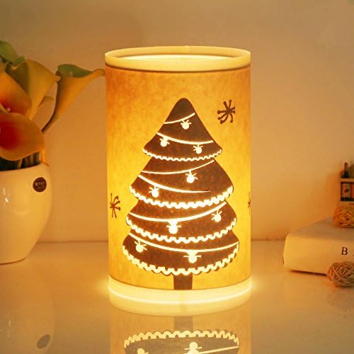 Table Lamp, HQOON Beside Desk Lamp, Minimalist Nightstand Lamps for Bedroom, Beautiful Hand Carved Hollow Patterns, Warm Night Lighting for Relaxing or Sleeping, Ideal Gift for Kids, Family or Friend