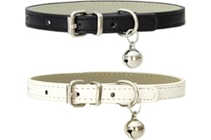 LJFEA 2 Stück Leder Katzenhalsbänder mit elastischem Sicherheitsgurt – perfekt für Katzen und Kätzchen.