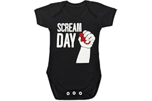 Baby Moo's SCREAM DAY Funny Pop Punk Baby Grow | Punk Rock Music Unisex Baby Bodysuit Vest - Alternative New Baby or Parents UK