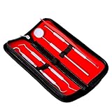 Dental Care Kit for Plaque Removal 4 Piece Tool Set Including Dentist Mirror and Tartar Scrapers and Tooth Picks