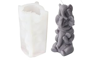Xidmold 3D Stacking Elephant Candle Mould, Elephant Silicone Mould for Fondant, Chocolate, Cake Decor, Candle, Soap, Polymer Clay, Plaster Ornament, Resin Art (Elephant)