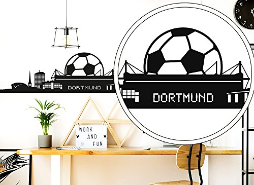 Grandora® W890 Wandtattoo Fußball Fan Dortmund Skyline Wandaufkleber schwarz - 3
