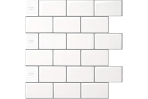 ‎LONGKING LONGKING 10 Stück klebefliesen küche,Selbstklebende Fliesen Küche, Vinyl Fliesen Selbstklebend Weiß, 30 x 30 cm, Wandfliesen Selbstklebend Küche und Bad