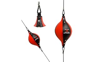 MAXSTRENGTH Max Strength Double End Speed Ball Bag Boxing Floor to Ceiling Rope MMA Training Muay Thai Punching Dodge Striking Speed Ball Kit Workout Adjustable Bungee Cord