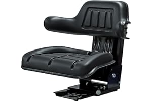 KLARA SEATS Schleppersitz Traktorsitz Universalsitz Trecker Sitz Oldtimer gefedert KS 44/2V PVC Schwarz neigungsverstellbar mit Stossdämpfer und Zugfedern