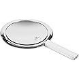 Fantasia Hand and Standing Mirror with Handle: Elegant Travel Mirror with Removable Stand – Double-Sided, Normal and 10x Magnification, Length: 26 cm, Hand Mirror with Handle