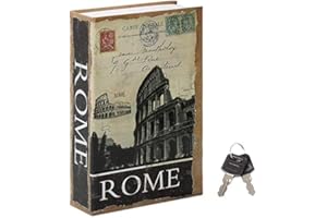 Diversion Book Safe with Key Lock, Parrency Hidden Safe Box of Classical Design, Medium, Rome, 9 1/2" x 6" x 1 1/3", SBH-M014