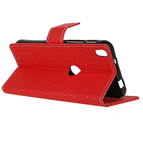 QUENJOY® Flip Hülle Case für Alcatel Shine Lite – PU+TPU Kunstleder Brieftasche Etui Schutzhülle mit Stand Funktion und Karten Slot für Alcatel 5080X-2HALWE7 Shine Lite/Alcatel 5080X-2DALWE7 Shine Lite/Alcatel 5080X-2GALWE7 Shine Lite(5 Zoll) Cover in Rote - 5