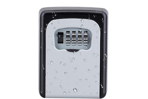 ZHEGE Boite a Clef avec Code Fixée au Mur, Boite a Clefs Securisee Exterieur pour Les Clés de la Maison, Boite à Clé à Combinaison pour Le Bureau, Les Affaires AirBnB, etc. (Gris)