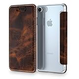 Urcover&reg; Sony Xperia Z5 Premium Handy Schutz-H&uuml;lle &ndash; ECHT LEDER Tasche &ndash; [Handgefertigt] Bookstyle Flip Case Cover mit Kartenfach | Transparente bruchsichere Schale - Rundum-Schutz Zubeh&ouml;r Farbe: Dunkel Braun