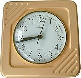 Artline Keramik Küchenuhr viereckig beige glänzende Puddingfarbe handbemalt Junghans Quarzuhr
