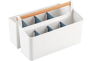 FUTUHADA Organizador Escritorio Blanco Multiusos, Caja de Almacenaje Portátil, Cesta de Almacenaje con 8 Compartimentos, Cesta Organizadora con Asa para Baño, Habitación Infantil, Escritorio, Cosméticos