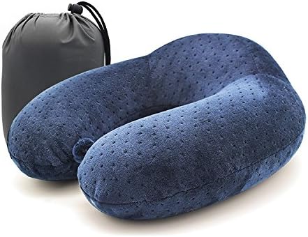 lingligoing Head Neck Support Cushion Memory Foam Travel Pillow with Breathable Velour Cover, Super Soft Comfortable Ergonomic Design with Storage Bag, For Travel with Airplane, Cars, Trains