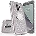Produktbild Homikon Silikon Hülle Kompatibel mit Samsung Galaxy A6 Plus 2018 Überzug TPU Bling Glitzer Strass Diamant Schutzhülle mit 360 Grad Ring Ständer Durchsichtig Silikon Handyhülle Tasche Case - Silber