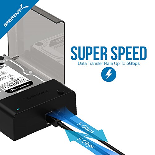 Sabrent Dockingstationen – USB 3.0 zu SATA externer Festplatte Lay-Flat-Dockingstation für 2,5 oder 3,5 Zoll HDD, SSD [Support UASP] (EC-DFLT) - 5