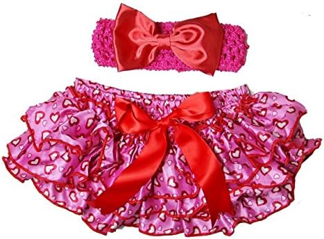 Baby Hearts Bloomers & Headband Set Hot Pink